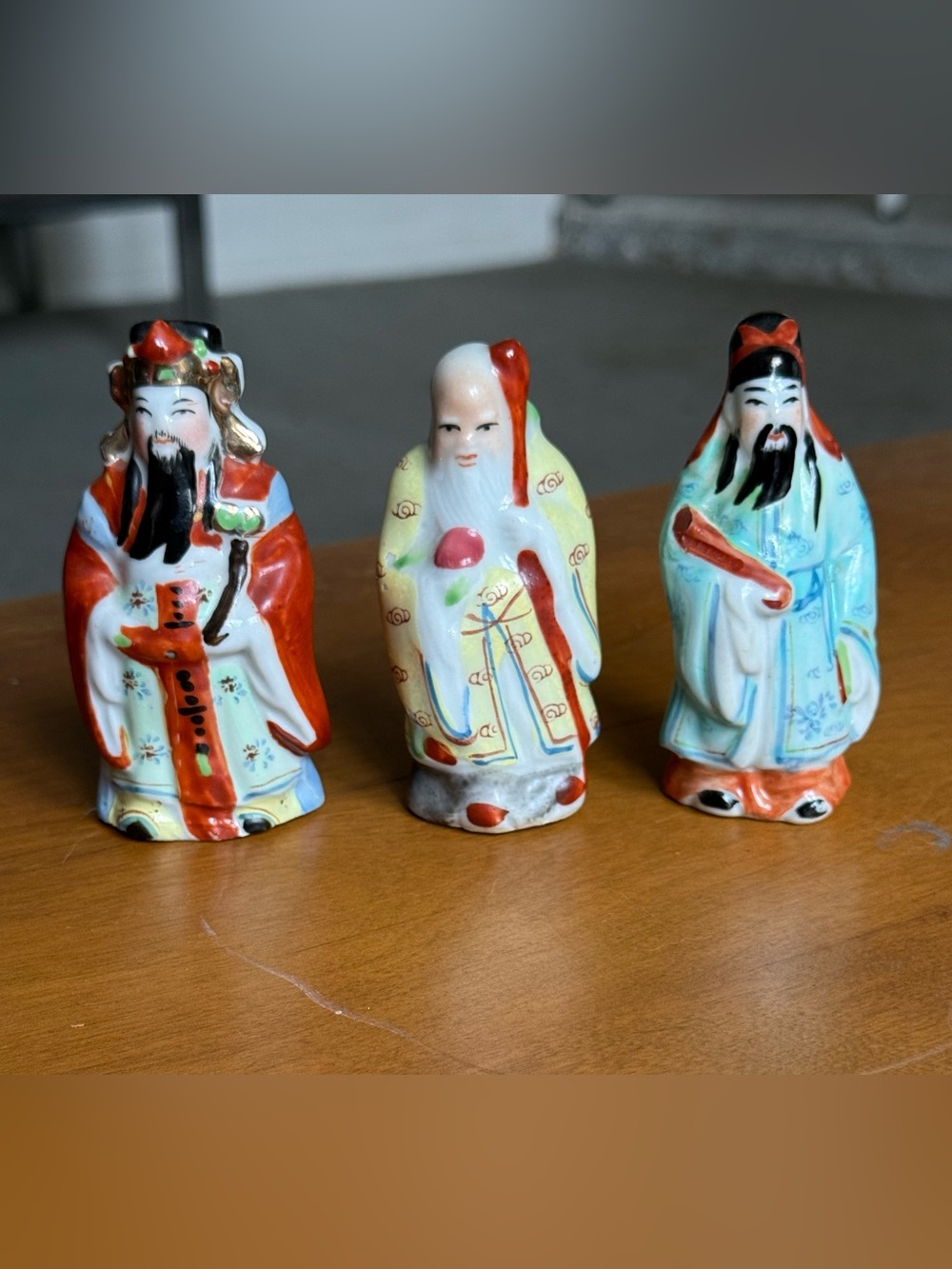 Antique Three Star Gods Ceramic Figurines